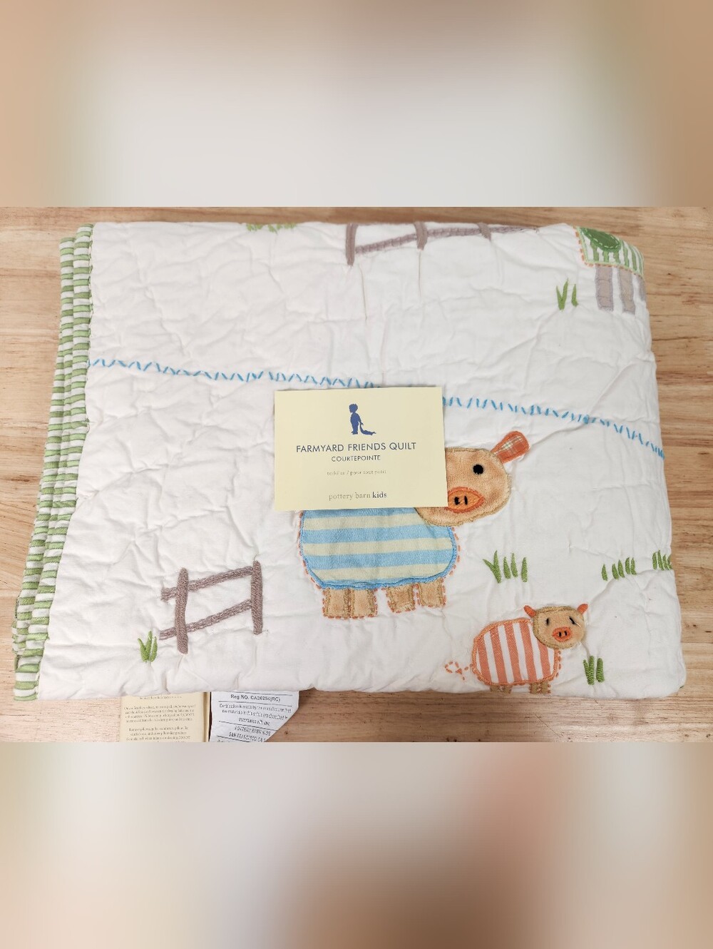 Pottery Barn Kids Farmyard Friends Crib/ Toddler Quilt 50x36 NOS Animals Farm